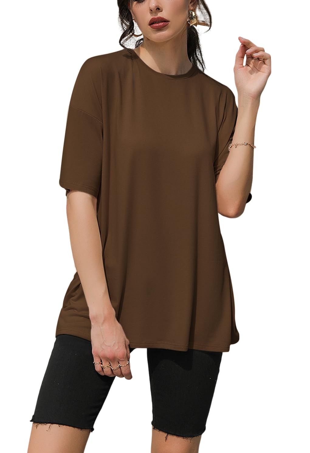 AirMood Maglietta oversize da donna a maniche corte estiva, vestibilità larga, oversize