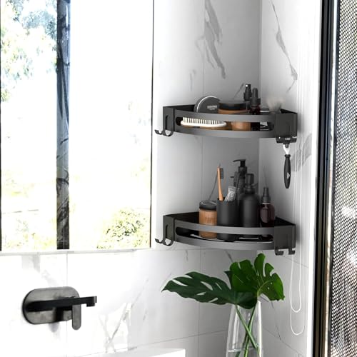 Image of Bathroom Corner Shelves Bathroom Organiser Corner Shelf for Bathroom Wall Self Adhesive Bathroom Shelf Bathroom Corner Stand Corner Rack for Organiser Without Drill(Pack of 2)