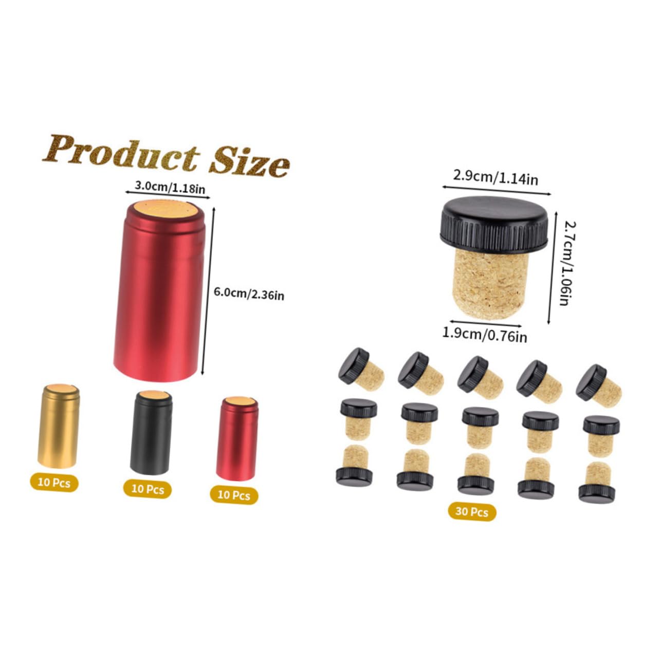 PRETYZOOM Wine Bottle Shrink Film 30 Sets Pvc Heat Shrink Caps Disposable Wine Bottle Caps Bulk Pack