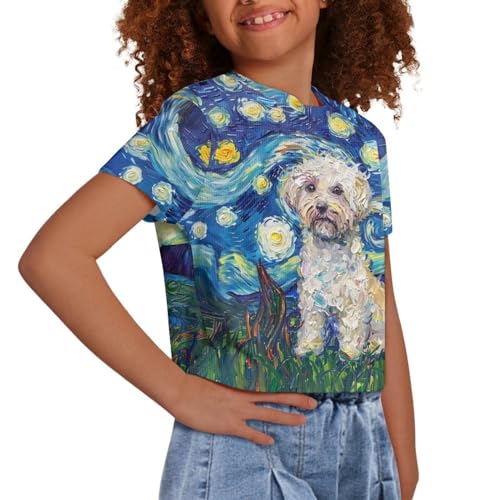 Image of Kids T Shirt Short Sleeve Crop Tops for Girls Summer Clothes Pullover Tees Shirt 5-14