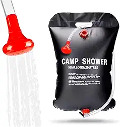 Chuveiro Portátil para Camping, 20 Litros, Aquecimento Solar, com Mangueira e Regador, Preto