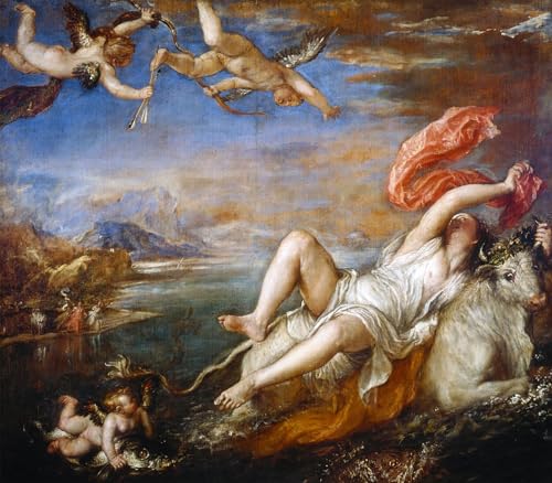 Tableau Toile L'Enlèvement d'Europe de Tiziano pour Habiller un Grand Mur Vide de 60x90cm