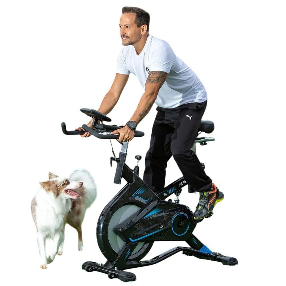 Bicicleta Ergométrica Residencial Spinning Pro com Freio Mecânico, Aparelhos de Exercicios Aeróbicos Preto e Azul