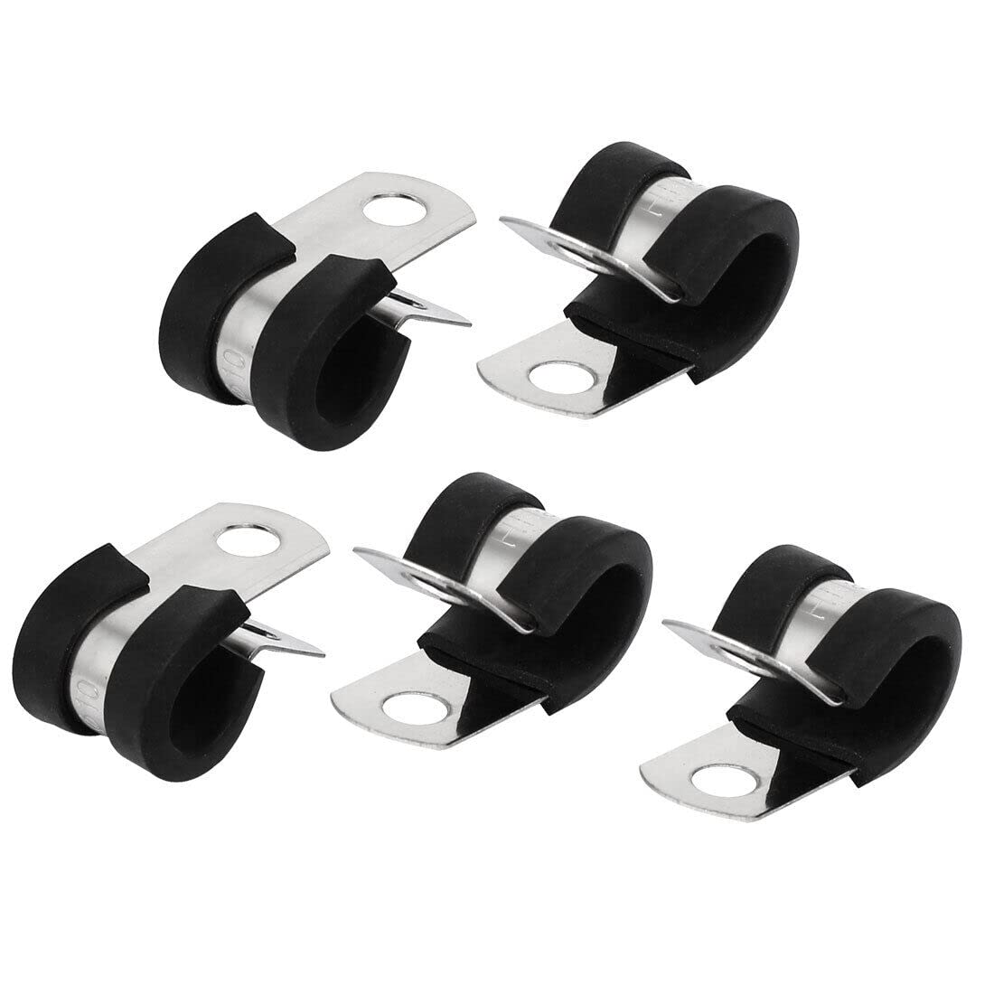 Tool parts 10mm Dia EPDM Rubber Lined P Clips Cable Hose Pipe Clamps Holder 5pcs