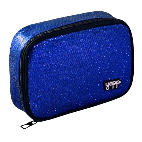 Estojo Escolar Box 100 Lapis Organizador 2 Divisorias Glitter Yepp (Azul)