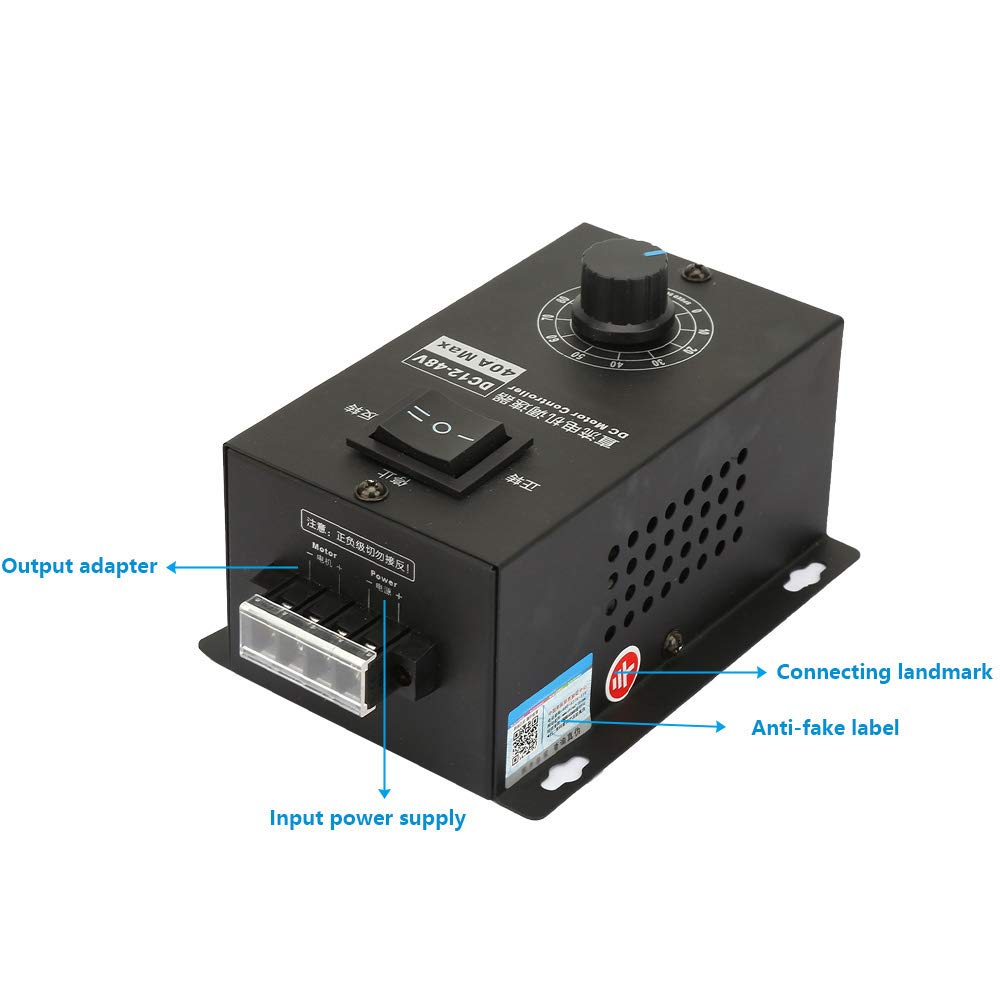 Hyuduo Dc 12V ~ 48V 40A Velocidad Del Gobernador Del Motor Del Cepillo, Módulo De Control Controlador Eléctrico, Kit De Generador De Control De Velocidad Variable,Otra Automatización Industrial