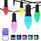 C9 LED String Lights, Color Changing Outdoor Patio Holiday Lights with Bluetooth APP Strawberry...