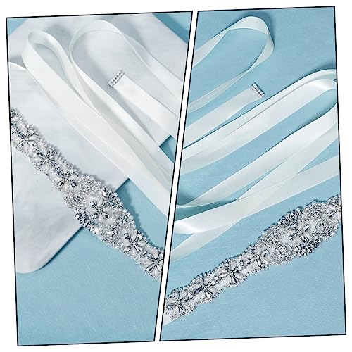 1Pc Silver Bridal Waistband with Rhinestones and Pearls Creative Wedding Dress Belt for Brides Elegant Girdle Accessory for Engagement and Parties3