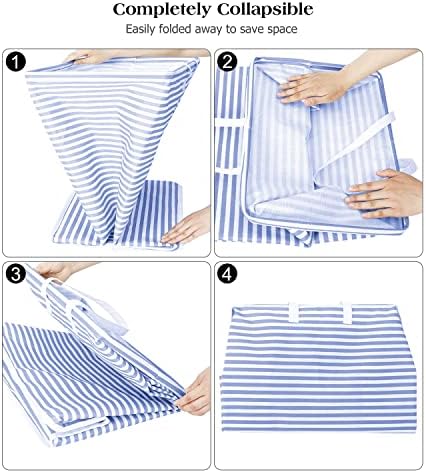 Large Laundry Baskets Waterproof 75L Collapsible Laundry Hamper, Freestanding Tall Clothes Hamper with Handles, Foldable Washing Bin Water Resistant Storage Basket Storage Bags for Clothes Toys (Blue)