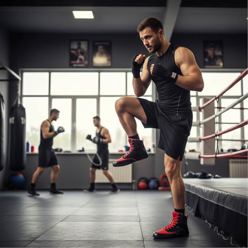 Image of Mens Boxing Shoes Lightweight High Top Wrestling Training Boots | boxing shoes for men Breathable boxing sneakers men wrestling shoe