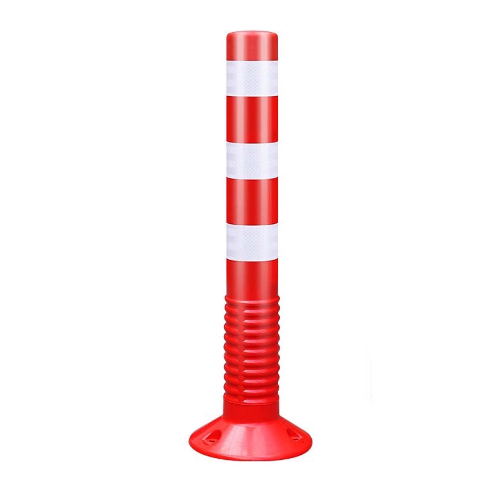 HCZKIUJY Traffic Safety Bollards with Reflective Bands - Durable Plastic Parking Barriers for Driveway and Road Delineation (Red 1pcs)