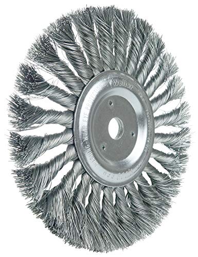 Image of Weiler 08835 7 inch Standard Twist Knot Wire Wheel, .014 inch Steel Fill, 5 /8 inch Arbor Hole, Made in the USA (Pack of 2)