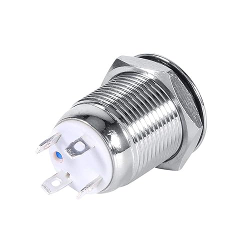 Miniatura 3 de Interruptor de botón momentáneo de 0.472 in, interruptor de botón de encendido LED para automóvil, 1 interruptor de 4 pines, adecuado para orificio