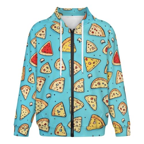 Pizza Slice Men's Hoodies with Zipper Lightweight Long Sleeve Casual Sweatshirts4