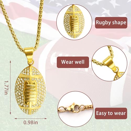 Football Necklace American Football Pendant Chain Trendy Touchdown Sports Necklaces for Football Fans Jewelry Gift2