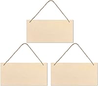JANOU 3 Pack Unfinished Wood Hanging Signs - Blank Rectangle Plaques for DIY Crafts, Door & Wall Decor with Rope, 4x8 Inch