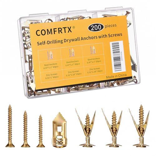 Image of 200PCS Self Drilling Drywall Anchors with Screws Kit Metal
