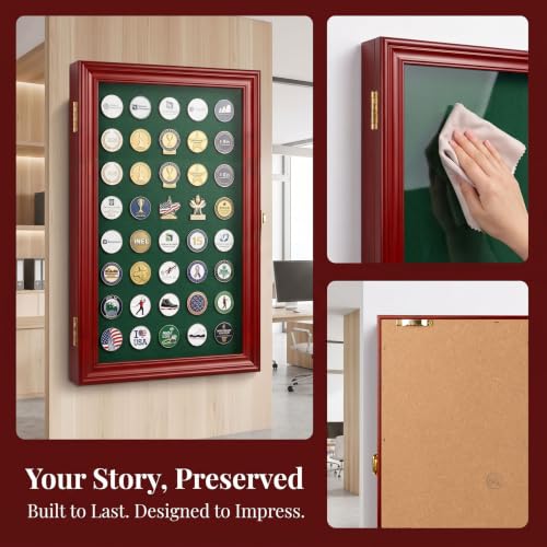 Image of Golf Balls and Accessories Display Case Cabinet Rack (Mahogany - Golf Marker Display)