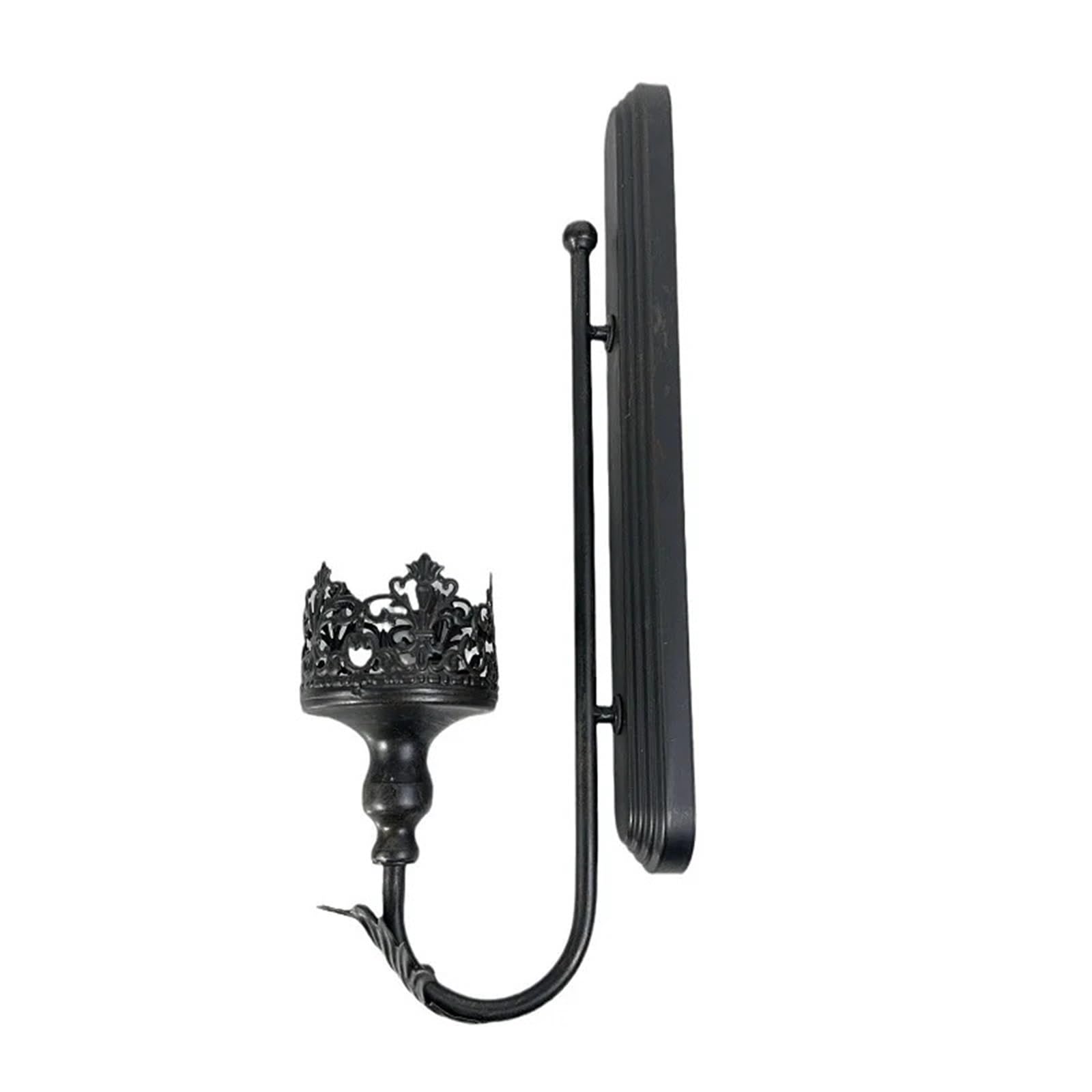 Wall Candle Sconce Holder Vintage Wall Hanging Candle Holder Black Iron Cup Charms Decorative Sconces