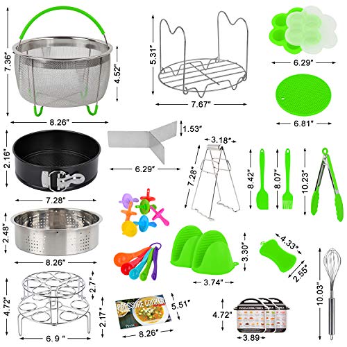 PentaQ 24 Pieces Instant Pot Accessories Kit for 8 Quart Instapot, Pressure Cooker Accessory Set Compatible with 6 Quart, 2 Egg Rack, 2 Silicone Oven Mitt