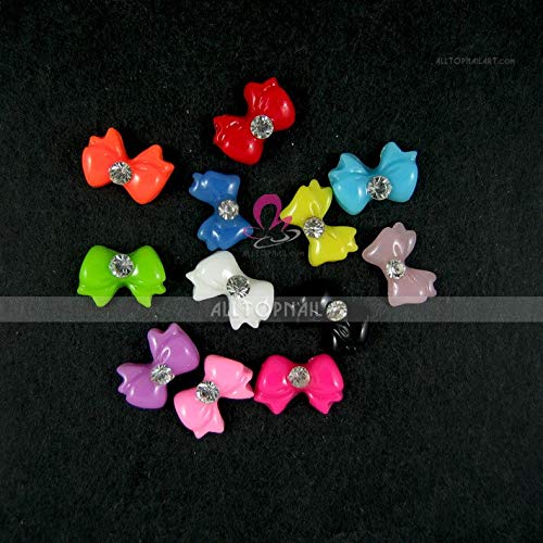 Mix Coulor 3D Resin Bows with Rhinstone Nail Art Sticker 100pcs/lot Nail Art Decoration