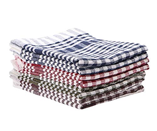 Silver Linens Quick Dry Cotton Checkered Kitchen Use, Dinner Use, Dish Cloth & House Cleaning (18 in X 26 in Large Size) Multipurpose Napkins (Multicolor) Pack of 8