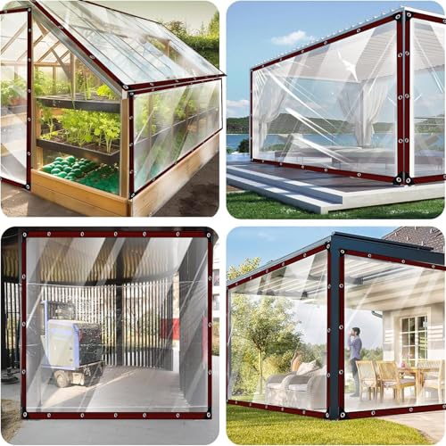 Lona transparente de PVC reforzado de 2.2x3.3 m impermeable para exteriores 8