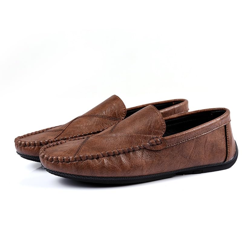 Men's Loafers Round Toe Vegan Leather Driving Style Loafer Flexible Flat Heel Anti-Slip Casual Prom Slip-ons3
