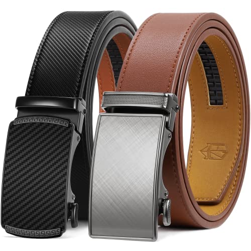 Image of Zitahli Leather Ratchet Belt for Men - 2 Pack Mens belt,Customizable Fit
