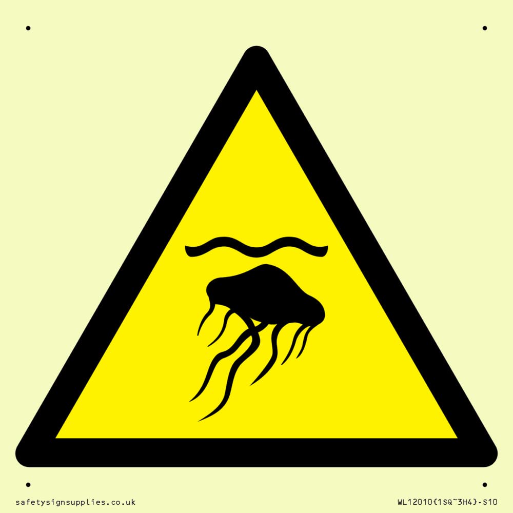 W069 Warning: Jellyfish Sign - 100x100mm - S10