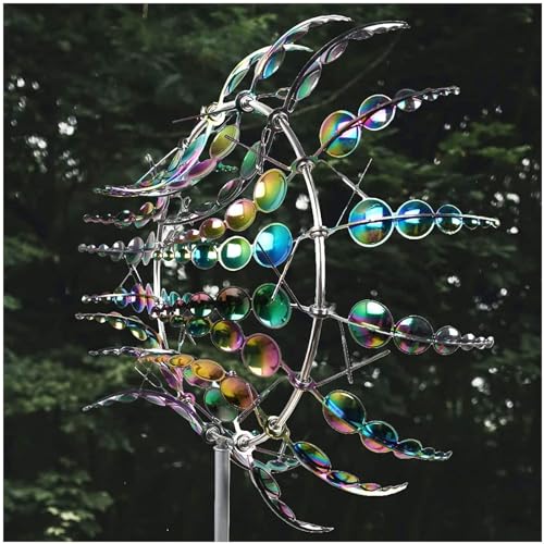 Magical Metal Windmill 95cm Garden Spinners Outdoor 3D Wind Spinners for Yard Unique Wind Powered Kinetic Sculptures for Yard Patio Garden Lawn Outdoor Decoration with Storage Box (Multi-color)