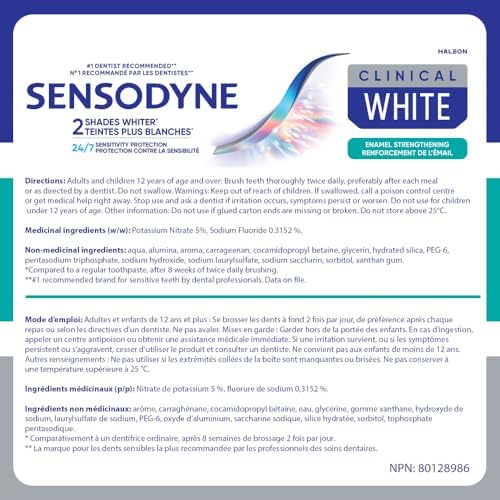 SENSODYNE Clinical White Toothpaste, Sensitivity Protection, Enamel Strengthening, 75mL - 2
