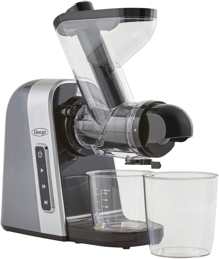 Omega MM400GY Medical Medium Cold Press Juicer Machine, Vegetable and Fruit Juice Extractor, Triple-Stage Slow Masticating Juicer, 200 W, Gray
