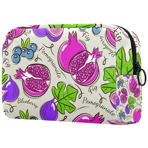 Trousses à cosmétiques pour Femmes, Trousses de Maquillage Trousse de Toilette spacieuse Accessoires de Voyage Cadeaux - Collection de Fruits Promegramate Blueberry Fig Cover
