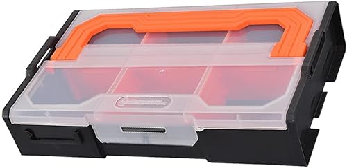 Miniatura 3 de Organizador de almacenamiento de herramientas con múltiples compartimentos con tapa transparente y base antideslizante, adecuado para almacenamiento