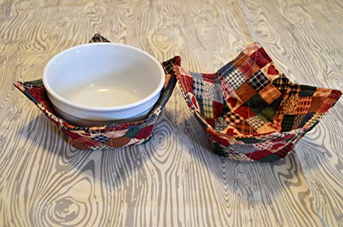 Patchwork Country Fabric Set of 2 Microwavable Bowl Cozies