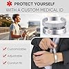 Personalised Medical Alert Bracelet for Men - Customised Silver Stainless Steel Stretch Bracelets Engraved Medic Info, Emergency Awareness Medic ID Bracelet for Diabetic Allergy Seizure Epilepsy Dnr #3