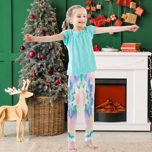 Girls' Leggings Ankle Length Printed Leggings Tie Dye Rainbow Paint Soft Comfortable Pants for Kids 4-10 Years3