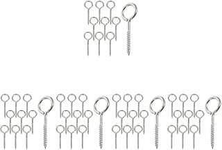 ULTECHNOVO Screw Eye Hooks 50 pcs Screw Eye Socket Eye Bolts Screw in Heavy Duty for Indoor Guide Wire Eye Hooks