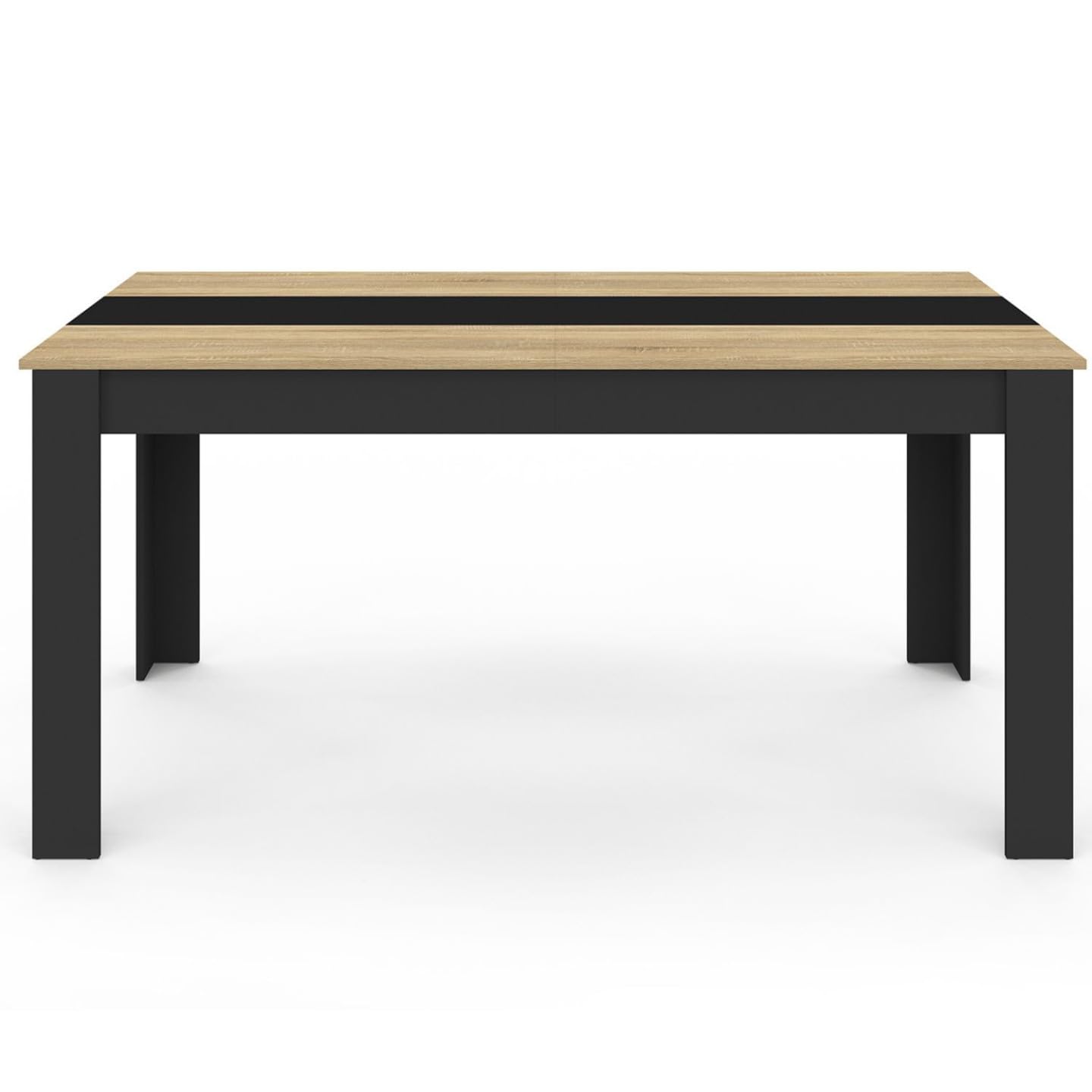 IDMarket - Table à Manger Rectangle Georgia 8 Personnes Noire et Imitation hêtre 160 x 90 cm