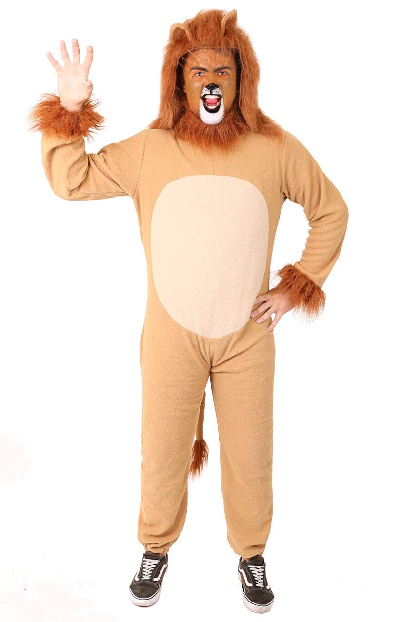 Déguisement de lion 2 pièces pour adulte Combinaison avec queue + capuche séparée pour déguisement + peinture visage rouge et blanc Costume de supporter de l'Angleterre Taille S