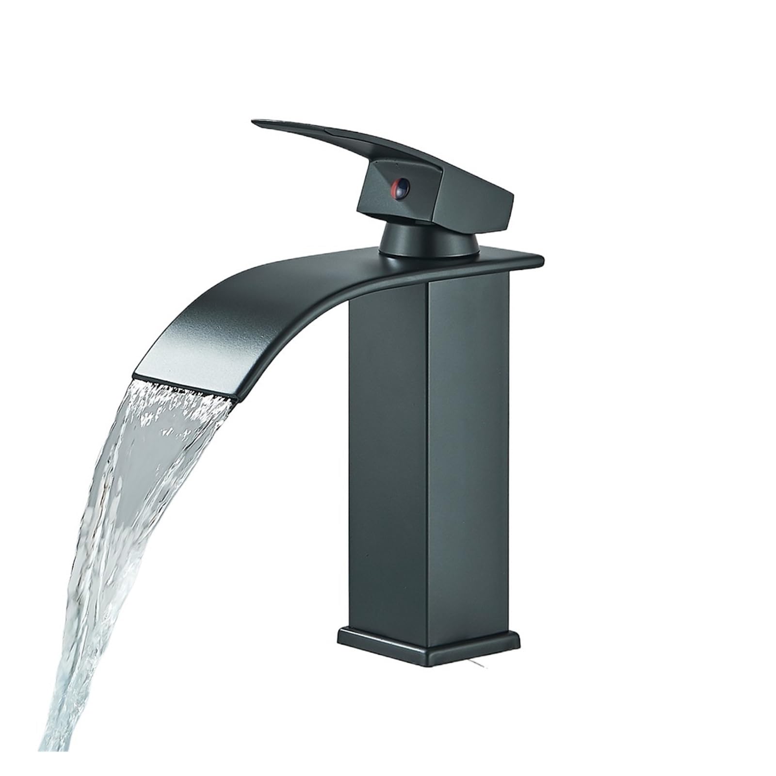 ZYCHSJXA Matte Black Single Handle Waterfall Faucet Hot & Cold Mixer Tap for Bathroom Kitchen Sink Sleek Basin Crane Modern Home Garden Decor