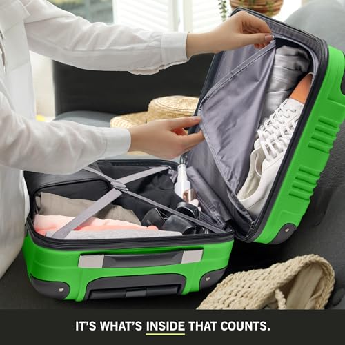 Image of Kenneth Cole REACTION Out of Bounds Lightweight Hardshell 4-Wheel Spinner Luggage, Kelly Green, 20-Inch Carry On