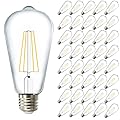 Sunco 40 Pack Edison Bulbs LED ST64, Clear Vintage Filament Waterproof Bulb, 800 LM, 8W (60W Equivalent), ST19, 5000K Daylight, E26 Medium Base, Decorative Dimmable UL