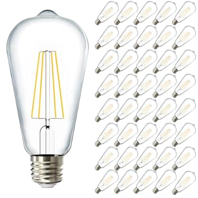 Sunco 40 Pack Edison Bulbs LED ST64, Clear Vintage Filament Waterproof Bulb, 800 LM, 8W (60W Equivalent), ST19, 5000K Daylight, E26 Medium Base, Decorative Dimmable UL