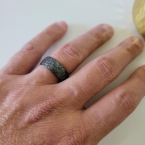 Carbon Fiber Ring with Real Gibeon Meteorite Inlay for men or women - Handmade Ring Band - sizes 4-16 - Custom bandwidths - Made in USA - Lightweight - Waterproof2