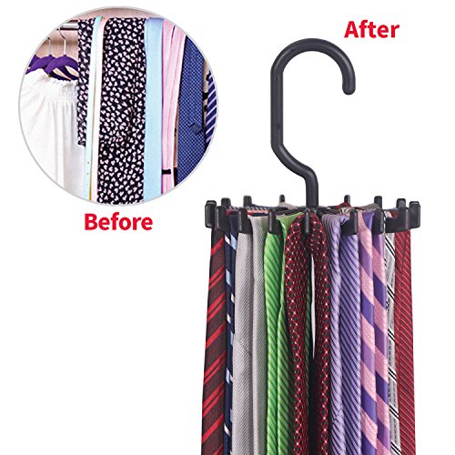 4 Pack Tie Rack Hanger Holder Hooks Organizer For Mens, 360 Degree Rotating Tie Racks, Black #TOP1