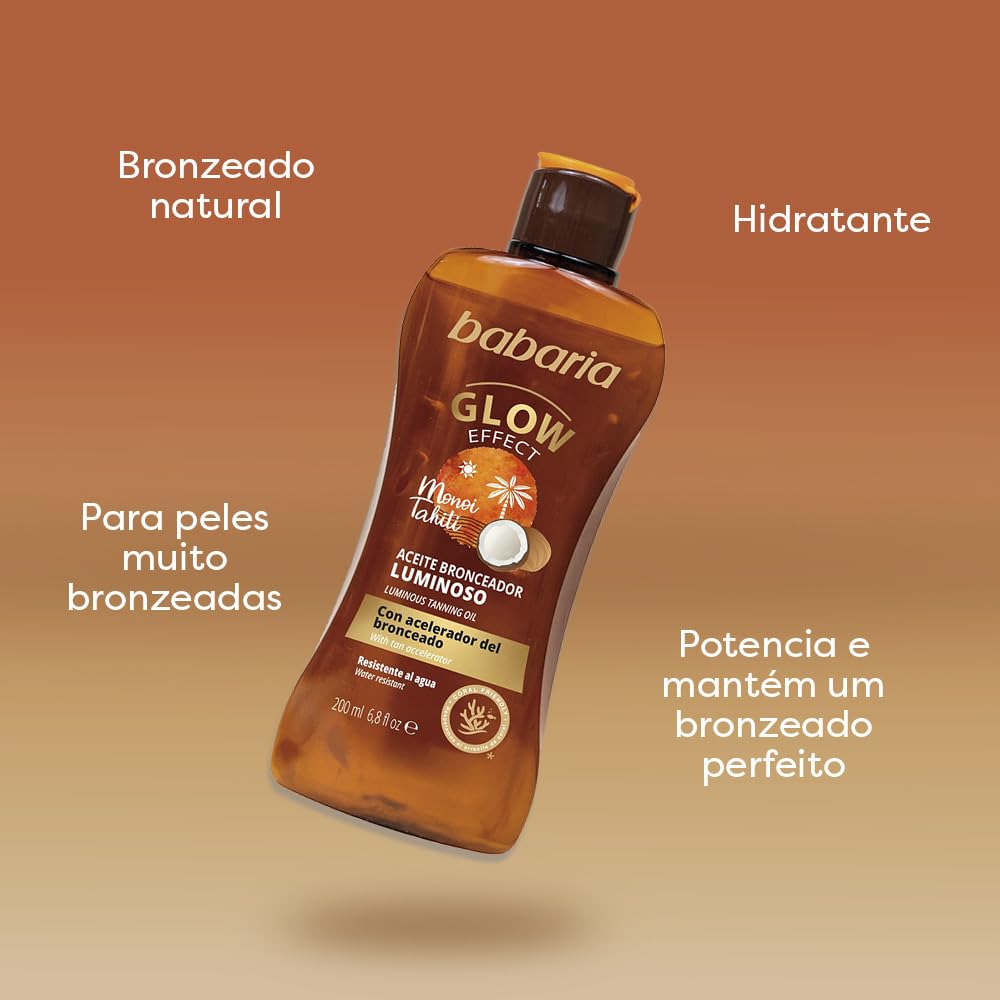 Babaria - Olio Luminoso Solare Formato Viaggio | Acceleratore Abbronzatura | Idratante e Nutritivo | Vegano | 100 ml