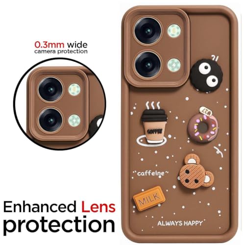 Image of Bintage Cute Fun Ball | Taddy Cartoon 3D Smiley Coffee Cup | Milk Donut | Full Protection Rubber Back Cover Compatible for itel P683L / itel P40 Plus - Brown