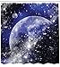 Ambesonne Space Shower Curtain, Galaxy Nebula Full Moon Phase Starry Night Sky Orbit Infinity for Home and Dorms, Cloth Fabric Bathroom Decor Set with Hooks, 69